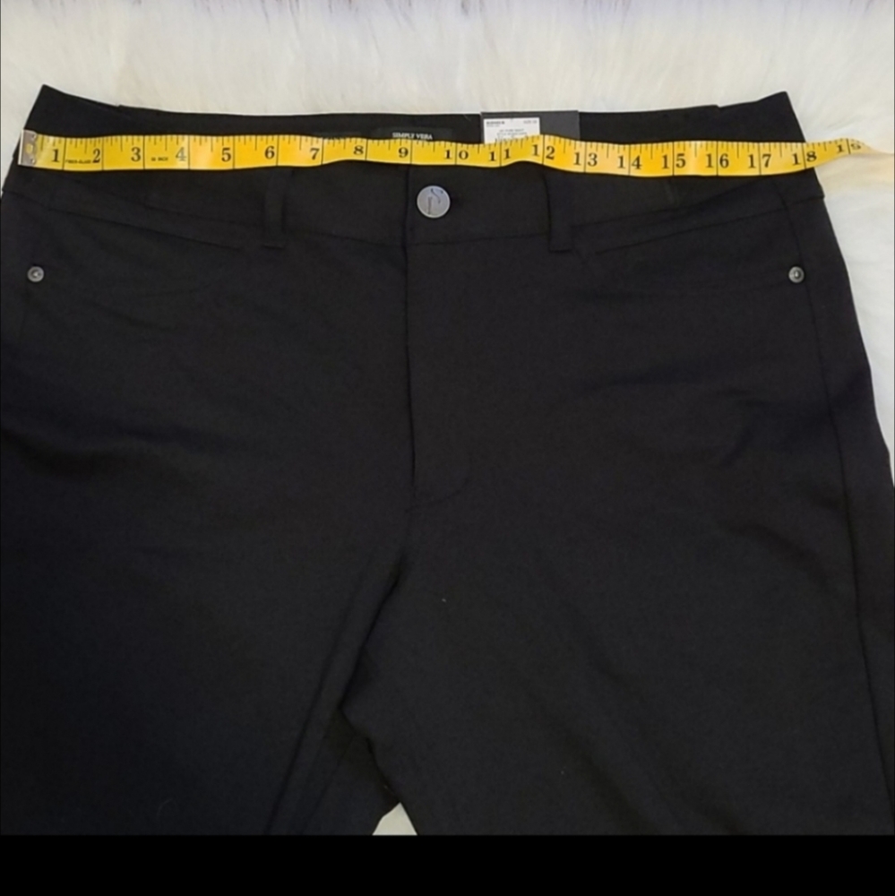 Vera Wang classic Black Mid-Rise slimming stretch fit skinny dress pants 0X - Picture 6 of 16